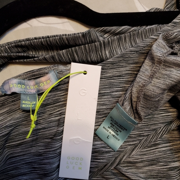 NWT Good Luck Gem Dress Womens Large Tiered Cross Back Gray Stretch - Picture 4 of 4